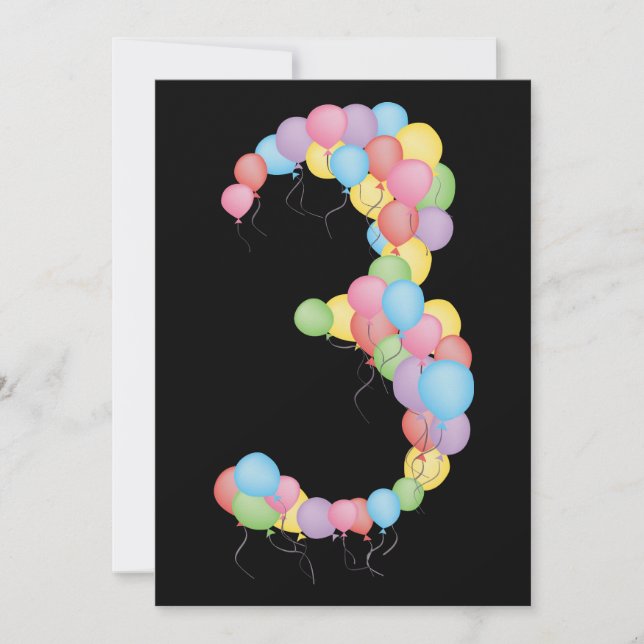 Invitación de niño o Chica Fiesta de tercer cumple (Anverso)