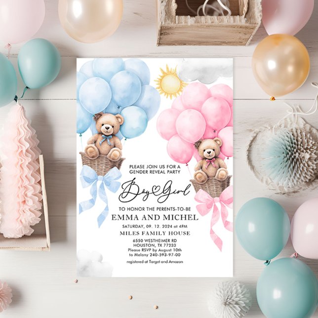 Invitación de niño o Chica, Género, Oso y Oso Reve (Subido por el creador)