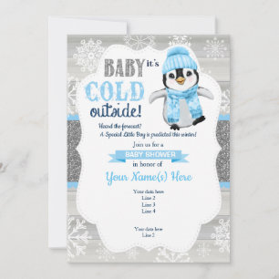 Invitación de niño pingüino de invierno para boy B