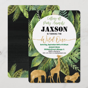 Invitación de niño salvaje de 1er cumpleaños invit