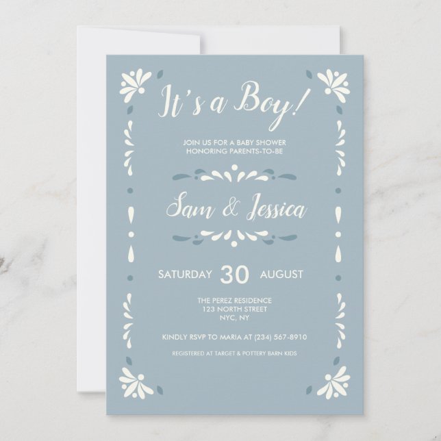 Invitación de niño talavera mexicano (Anverso)