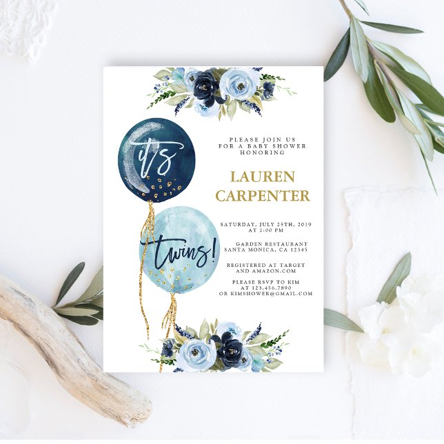 Invitación de niños con globo azul marino ducha de (Subido por el creador)