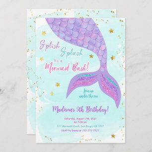 Invitación de niños con sirena bajo el mar