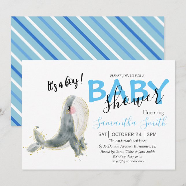 Invitación de niños de Baby Shower (Anverso / Reverso)