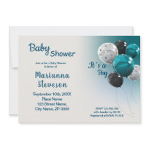 INVITACIÓN DE NIÑOS DE BABY SHOWER BLUE BALLOONS