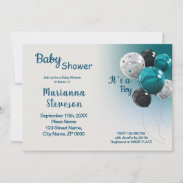 INVITACIÓN DE NIÑOS DE BABY SHOWER BLUE BALLOONS