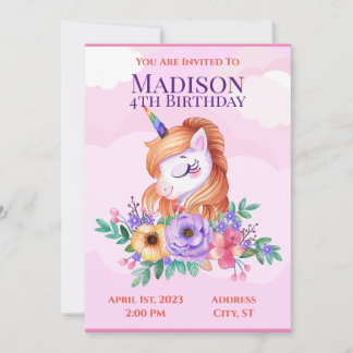 Invitación de niños de Unicornio