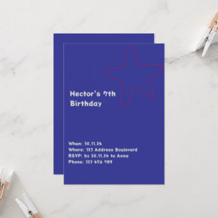 Invitación de niños estrella azul rojo