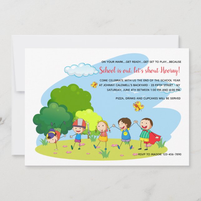 Invitación de niños jugando (Anverso)