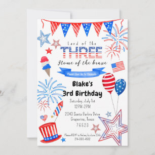 Invitación de niños patriotas de tercer cumpleaños