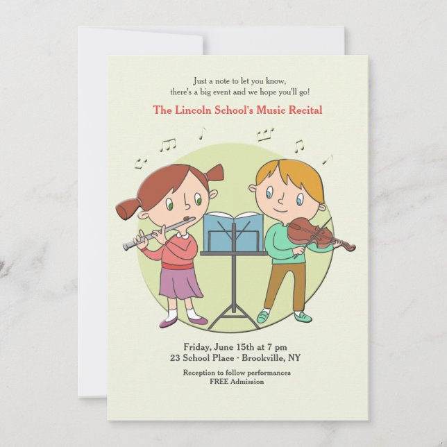 Invitación de niños talentosos (Anverso)