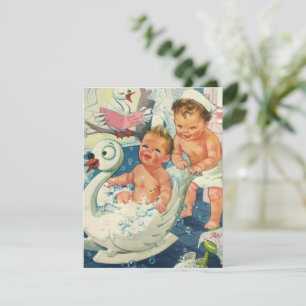 Invitación de niños vintage en baño de burbujas de