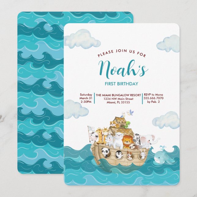 Invitación de Noah al cumpleaños árabe. (Anverso / Reverso)