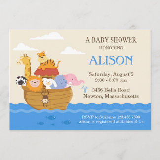 Invitación de Noah's Ark en Baby Shower