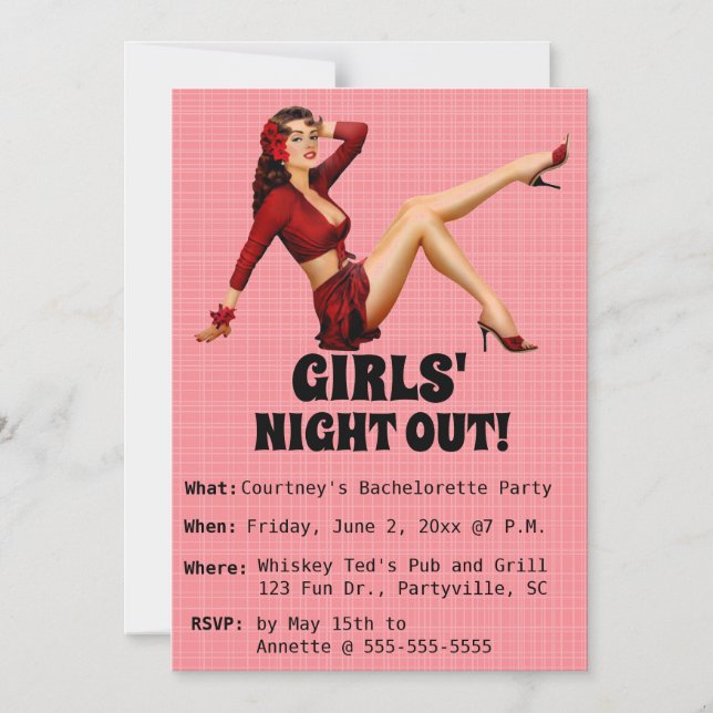 Invitación de noche a Chicas de Chicas retro edita (Anverso)