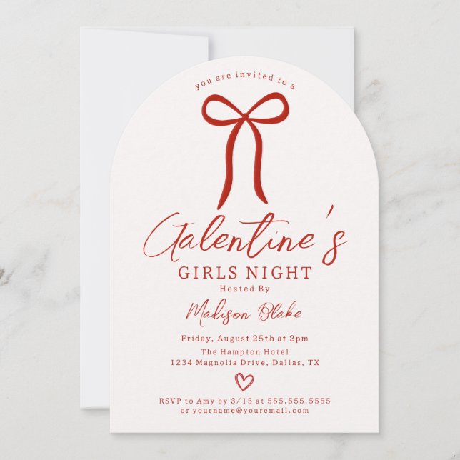 Invitación de noche de chicas del día de Galentine (Anverso)