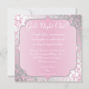 Invitación de Noche de Chicas Rosa Bebé Metálico