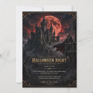 Invitación de Noche de Halloween Castillo Gótico L