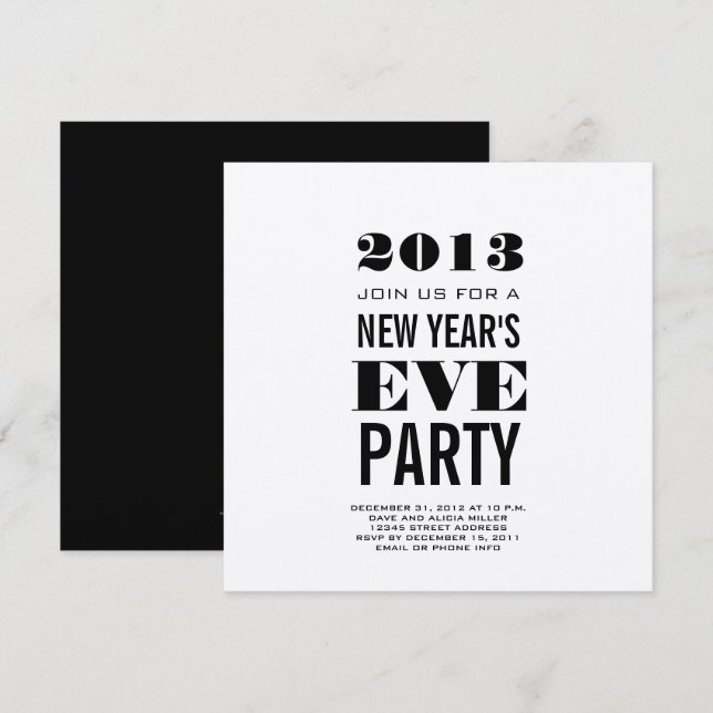 Invitación De Noche Vieja 2013 el fiesta moderno de plata (Anverso / Reverso)