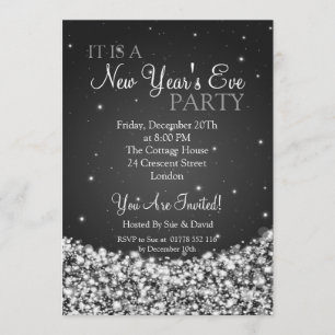 Invitación De Noche Vieja del fiesta de la noche el negro de