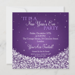 Invitación De Noche Vieja del fiesta de la noche la púrpura