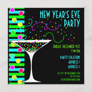 Invitación De Noche Vieja del fiesta del confeti la