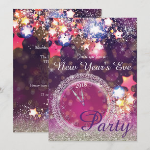 Invitación De Noche Vieja fiesta chispeante
