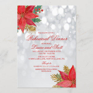 Invitación de Nochebuena de Poinsettia para Cena d