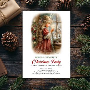 Invitación de Nochebuena Escena de Navidad de Niña