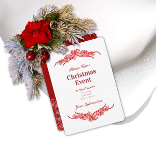 Invitación de Nochebuena Poinsettia Roja