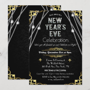 Invitación de Nochevieja Art Deco