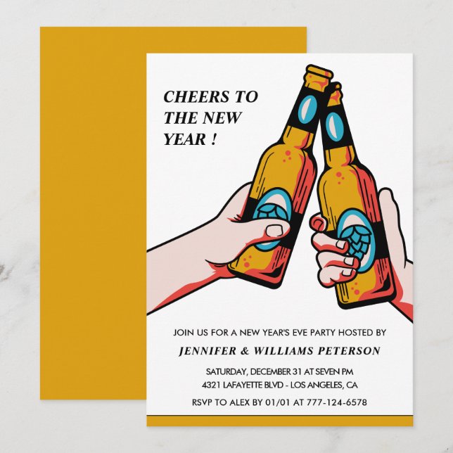 Invitación de Nochevieja Cerveza Alegre (Anverso / Reverso)