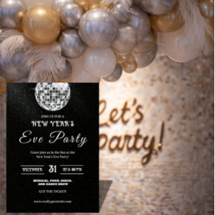 Invitación de Nochevieja con Bola de Discoteca Ele