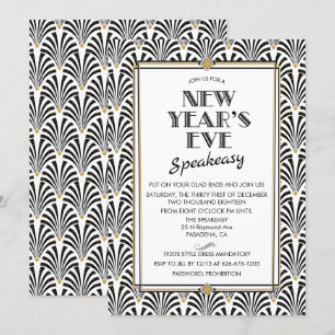 Invitación de Nochevieja Gatsby Art Déco