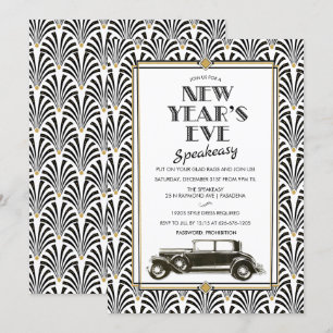 Invitación de Nochevieja Gatsby Art Déco
