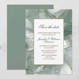Invitación de Nochevieja verde dorado guarde la fe