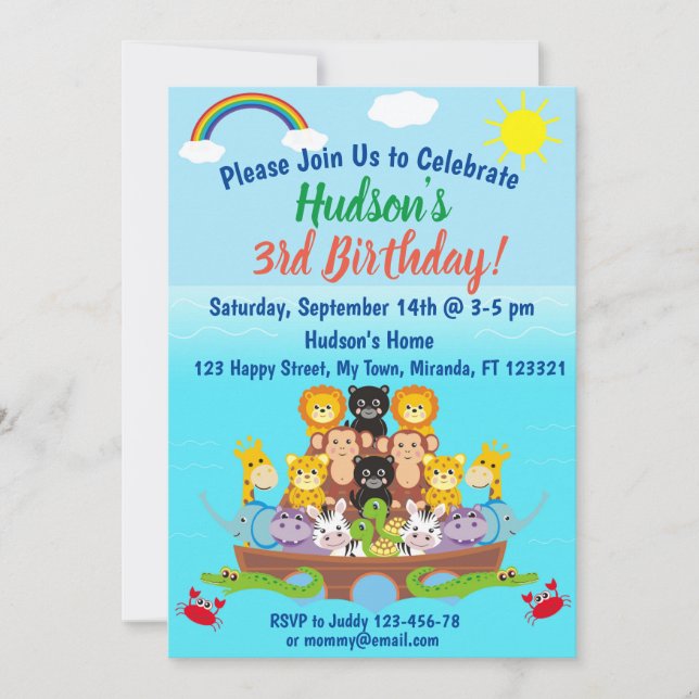Invitación de Noé al cumpleaños árabe (Anverso)
