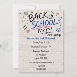 Invitación de nota pasada para fiesta de adultos d