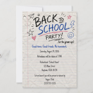 Invitación de nota pasada para fiesta de adultos d