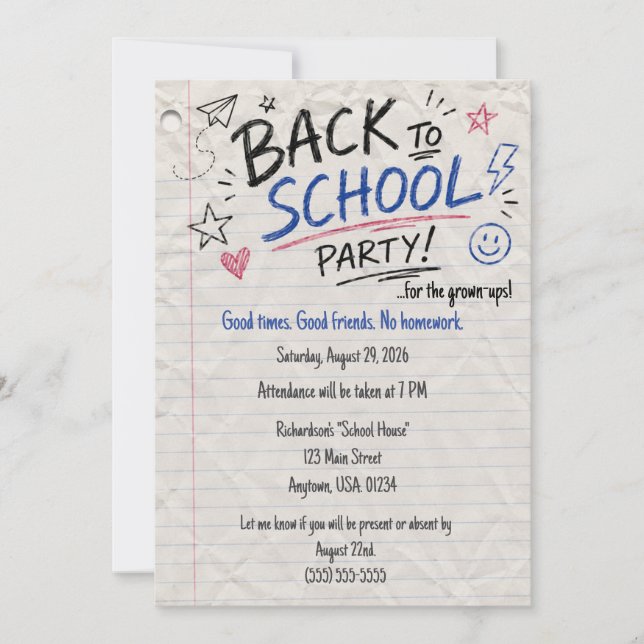 Invitación de nota pasada para fiesta de adultos d (Anverso)