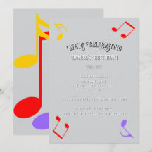 Invitación de notas musicales de cumpleaños