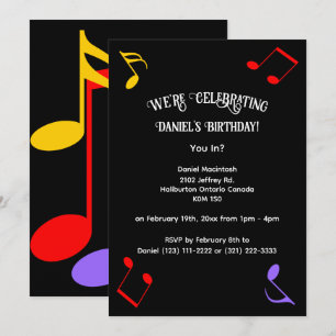 Invitación de notas musicales de cumpleaños