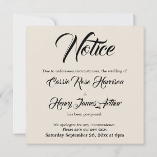 Invitación de notificación de Boda pospuesta en cr