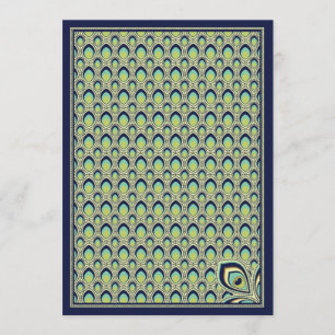 Invitación de Nouveau del pavo real (marina de