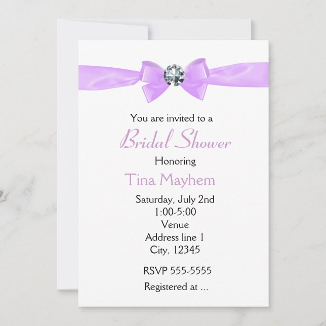 Invitación de novias a Glam Lavender Purple Diamon (Anverso)