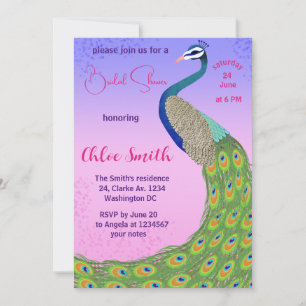 Invitación de novias con inspiración de pavo real