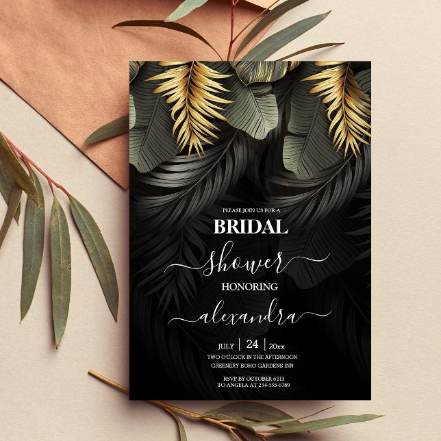 Invitación de novias de destino tropical de oro y  (Subido por el creador)