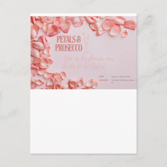Invitación de novias de Petals y Prosecco (Anverso)