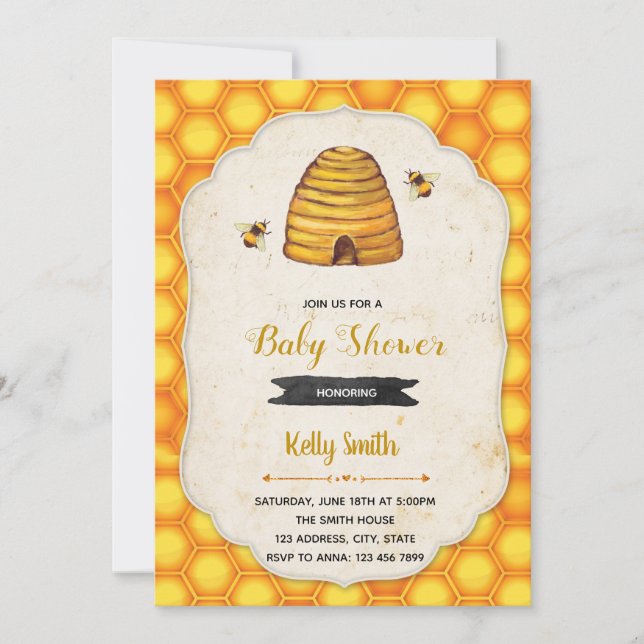 Invitación de novias por cumpleaños de abejas chup (Anverso)