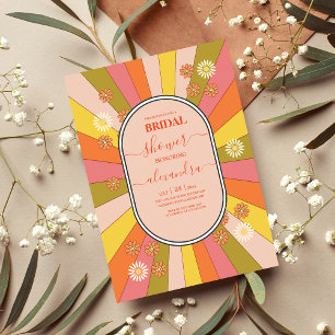 Invitación de novias temáticas de Retro Groovy 70
